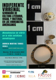 Indiferente Virreinal. Seminario de cultura literaria, visual y material en los Virreinatos americanos: "Menudencias de vidrio en la vida cotidiana novohispana"