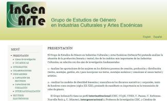 Grupo de Estudios de Género en Industrias Culturales y Artes Escénicas (InGenArTe) Grupo de Estudios de Género en Industrias Culturales y Artes Escénicas (InGenArTe)