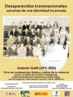 Ciclo de conferencias Rastros y rostros de la violencia: "Desaparecidos transnacionales: vaivenes de una identidad incómoda " Ciclo de conferencias Rastros y rostros de la violencia: "Desaparecidos transnacionales: vaivenes de una identidad incómoda "