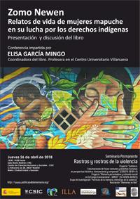 Seminario permanente 'Rastros y Rostros de la Violencia': "Zomo Newen. Relatos de mujeres mapuche en su lucha por los derechos indígenas. Presentación  y discusión del libro"