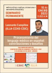 Seminario permanente del ILLA:  "Procesamiento del lenguaje médico en español: contribuciones y desafíos"